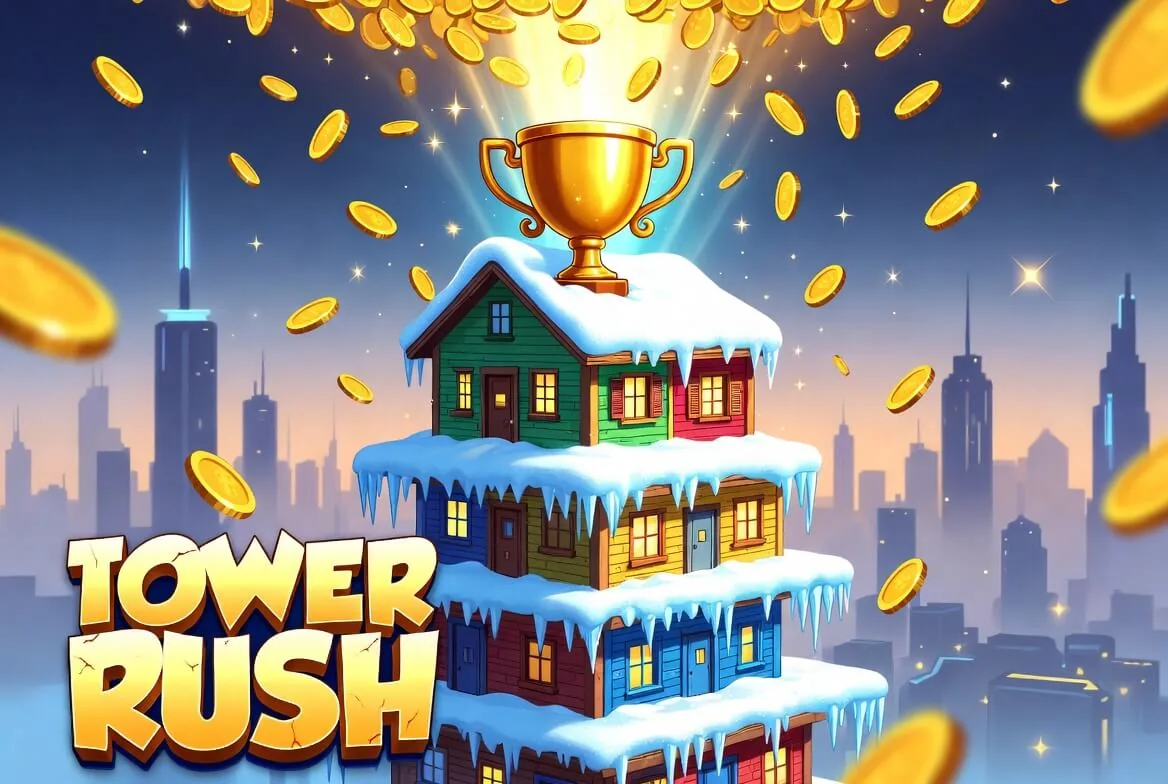 Tower Rush real-money round with rising multiplier